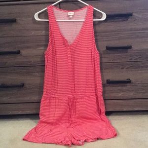 Romper with tie waist and button detail
